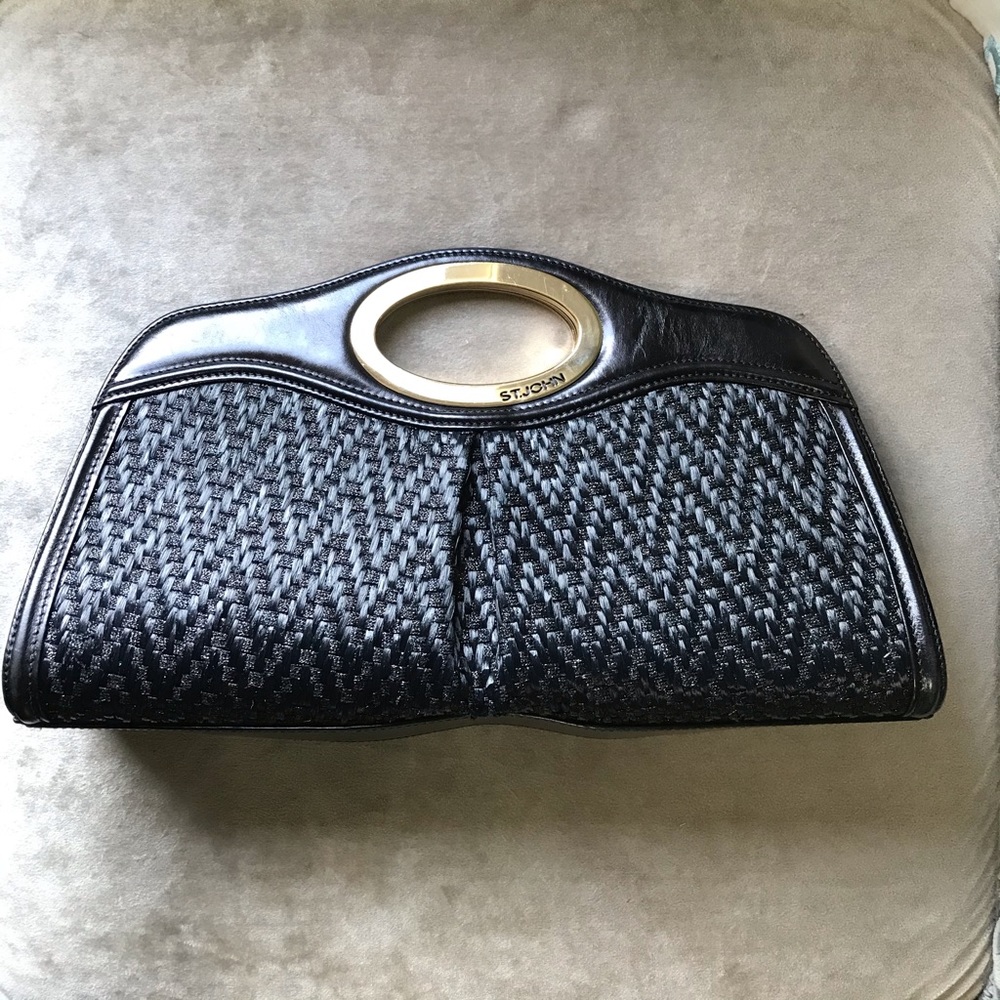 St. John black clutch handbag